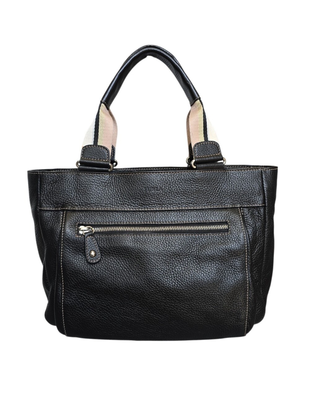 Furla Black Pebbled Leather Handbag Tote EUC classic professional Y2K